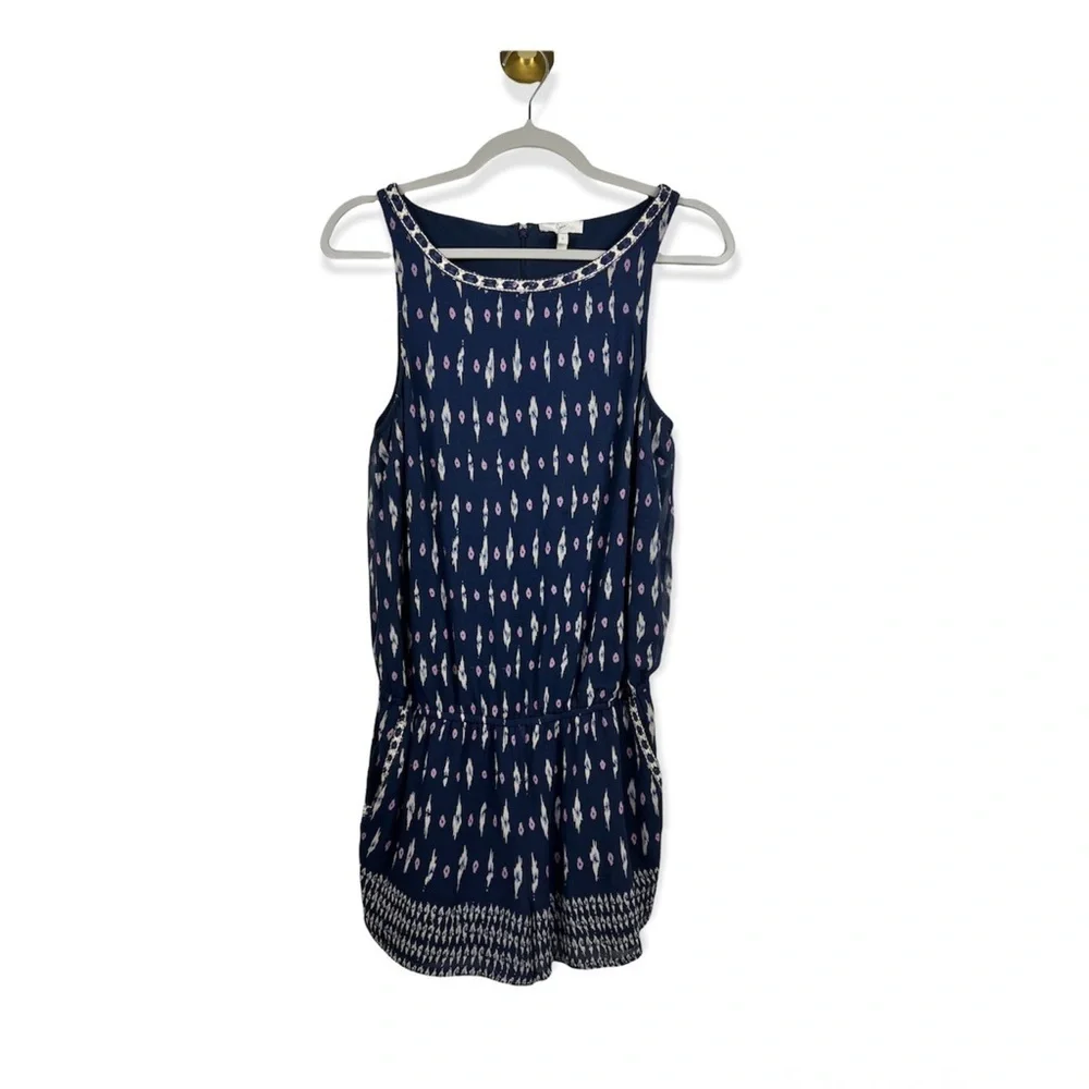Joie Kayture Navy Silk Romper in Printed Georgette